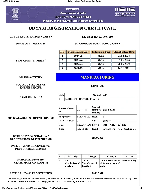 Udyam Certificate