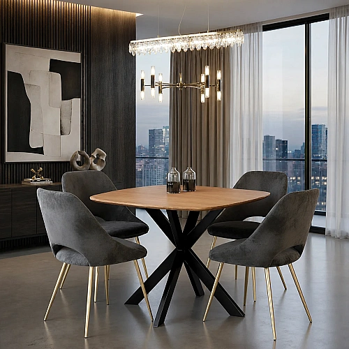 Danish Round Dining Mango Colour With Chairs 