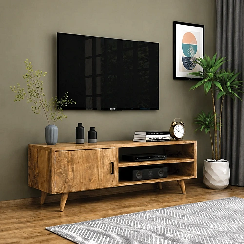 Full Mango Wood 1 Door TV Cabinet 