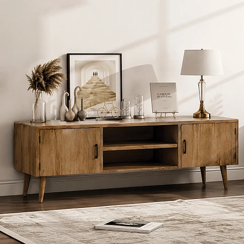 Full Mango Wood Small TV Cabinet 