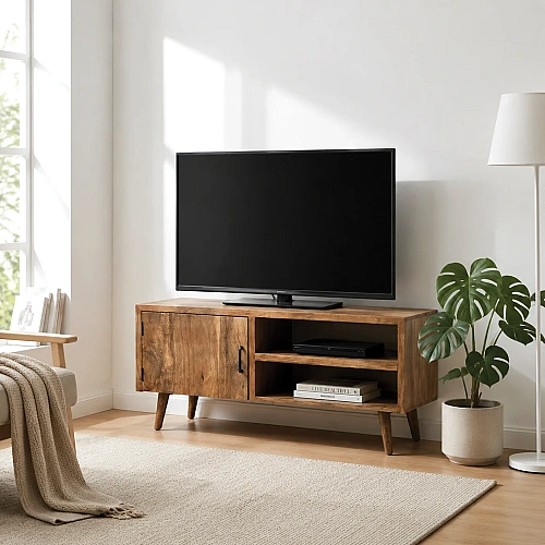 Full Wood 1 Door Small TV Cabinet 