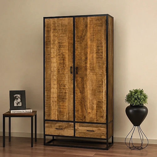 Iron Wood Laddder With 2 Door & 2 Drawer 