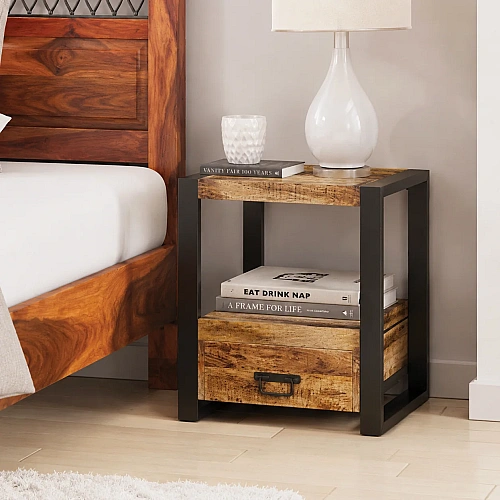 Iron Wooden Bedside 