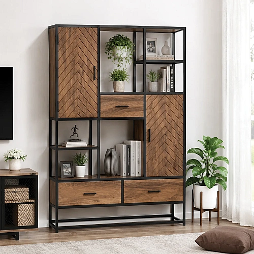 Iron Wooden Fishbone Bookrack 