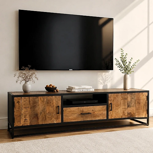Iron Wooden TV Cabinet 02 