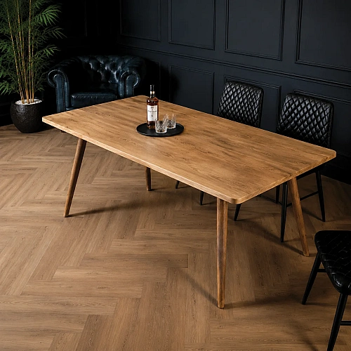 Mango Wood Dining Table With Wooden Cone Leg 