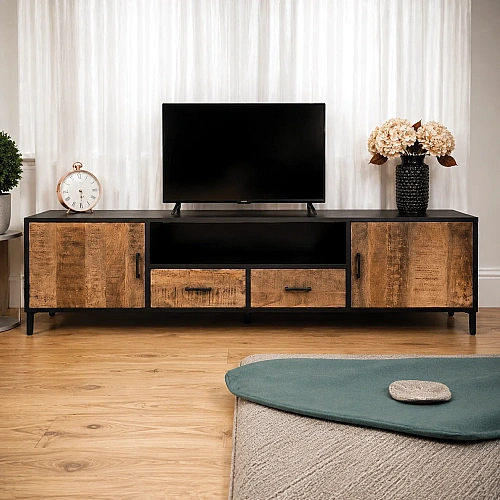Mango Wood Large T Cabinet ( Black And Natural Colour) 