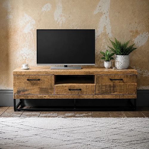 Mango Wood TV Cabinet  With Iron Leg 