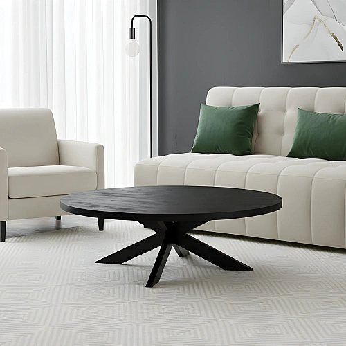 Oval Coffee Table Sandblasted Black 