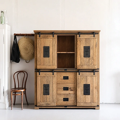 Wooden Sliding Door Storage Cabinet 
